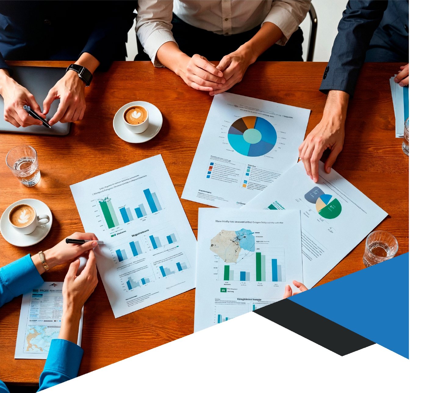 فريق شركة نهر الذهب أثناء اجتماع تخطيط مشروع